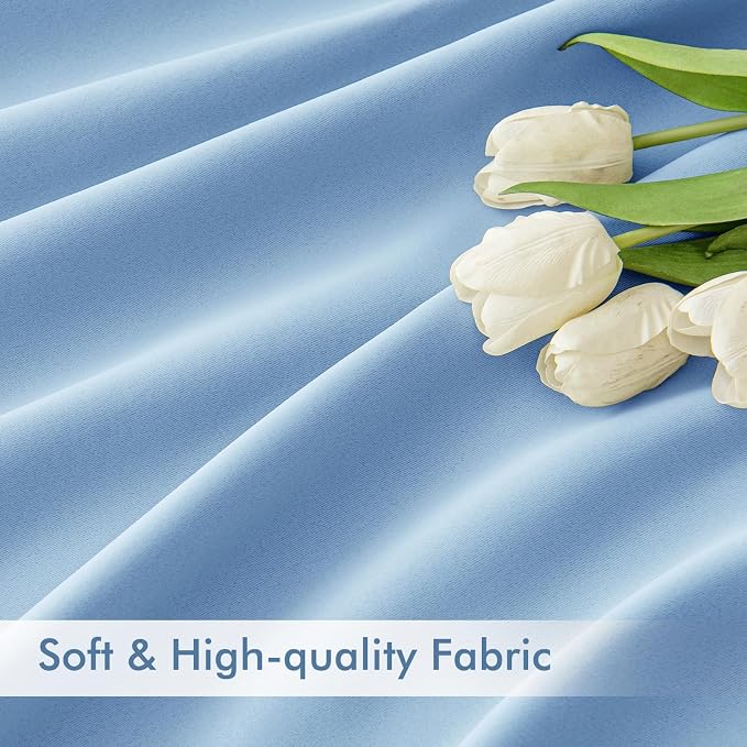 MIULEE Sky Blue Back Tab Blackout Curtains 52x108 Inch Long 2 Panels Set | Rod - Image 6