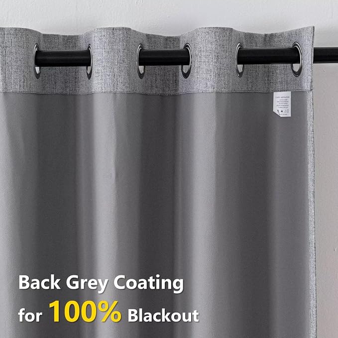 IGEMAEVE Blackout Curtains for Bedroom Grommet Grey 100" W x 84" L | Bedroom | - Image 3