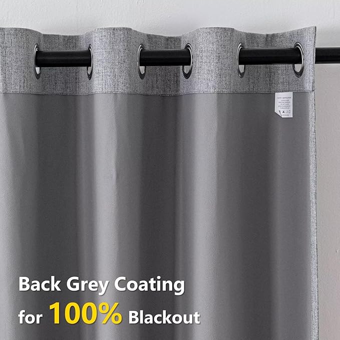 100% Blackout Curtains 90 Inch Length 2 Panels Set, Black Out Curtains for Living Room, Light Grey Thermal Insulated Grommet Drapes Bedroom Luxury Decor Privacy(70W × 90L inch, Light Grey)