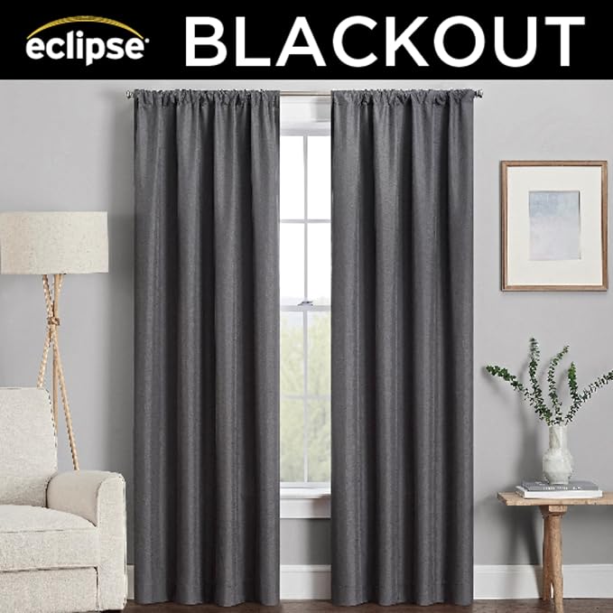 ECLIPSE Kendall Modern Blackout Thermal Rod Pocket Window Curtain - Image 7