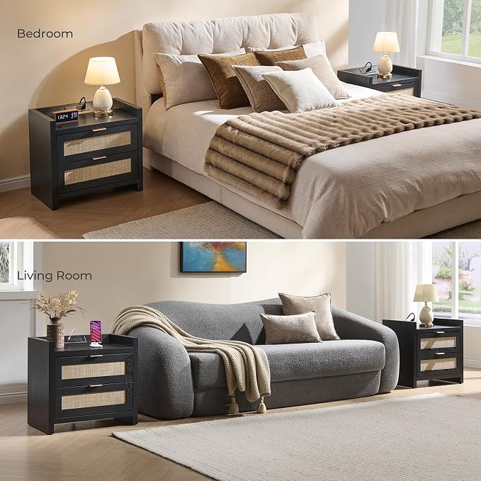 SICOTAS Rattan Night Stand Bedside Table : Nightstand - Image 8