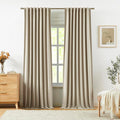 Vision Home Sand Linen Full Blackout Curtains 95 inch Long for Bedroom Living Room Darkening Light Blocking Window Panels Thermal Insulated Rod Pocket Back Tab Neutral Drapes 56" Wx95 Lx2