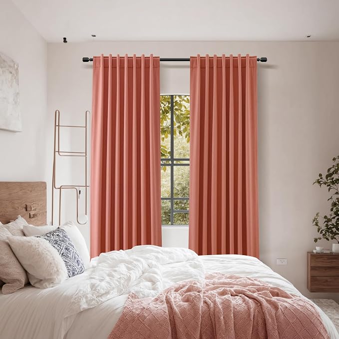 Coral 100% Blackout Linen Curtains 84 Inch Length 2 Panels Set - Image 7