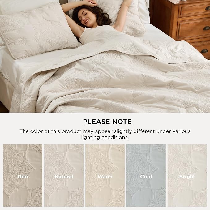 Bedsure Quilts Queen Size Bedspread, Lightweight Comforter, Farmhouse Floral - Image 8
