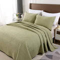 ROOMLIFE Quilt Set Queen Size 3D Floral Embroidery Pattern 3-Piece Cotton by ROOMLIFE