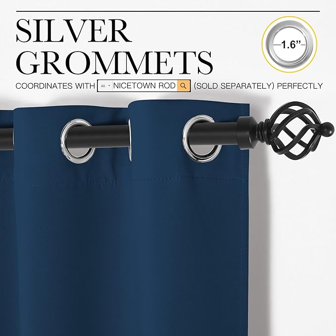 NICETOWN Moroccan Blue Blackout Curtains 102" Long - Image 3