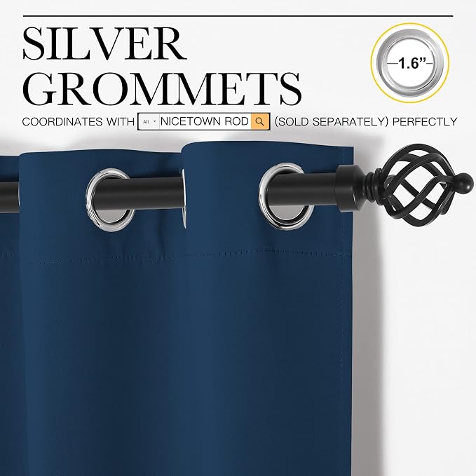 NICETOWN Moroccan Blue Blackout Curtains 78" Long, 2 Pieces - Image 3