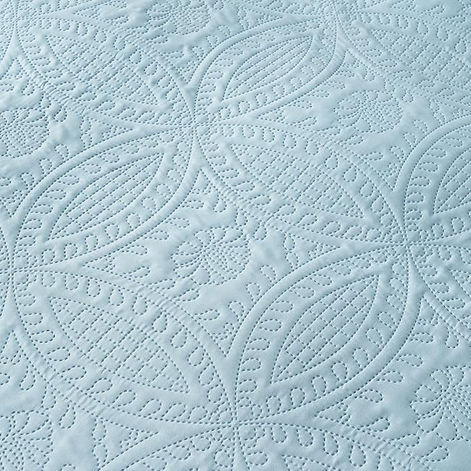 akkialla King Quilt Bedding Set, Sky Blue Ultrasonic King/Cal King Quilt Set - Image 7