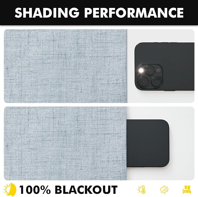 MIULEE 100% Blackout Linen Curtains 42 x 96 Inch Chambray Blue 2 Panels | - Image 7