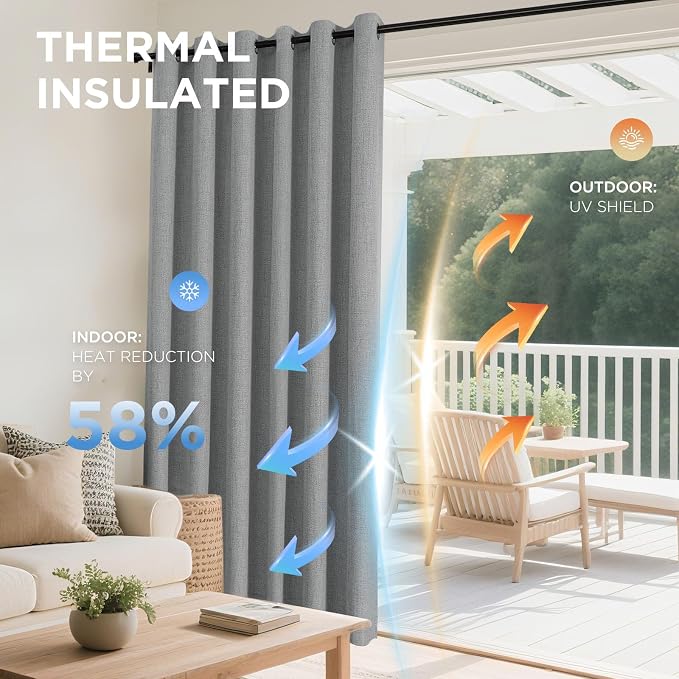 Joydeco Light Grey Blackout Curtains 108 Inches Long, Extra Long Curtains 108 - Image 4