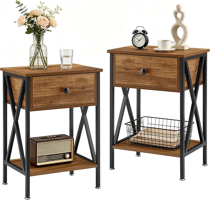 VECELO Nightstands Set of 2, Modern Bedside End Tables, Night Stands by VECELO