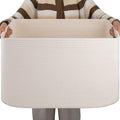 OIAHOMY XXLarge Rectangle Blanket Basket-96L, Cotton Woven Basket by MasterofSpaceOptimization