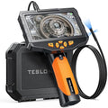 Triple Lens Borescope Inspection Camera, Teslong Professional Endoscope with Light, Digital Video Scope Camera, 5" IPS Screen, Waterproof Flexible Cable for Automotive/Home/Wall/Pipe/Car (5FT)