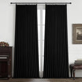 Floor to Ceiling Black Linen Curtains 102 Inches Long by PleatedDrapes
