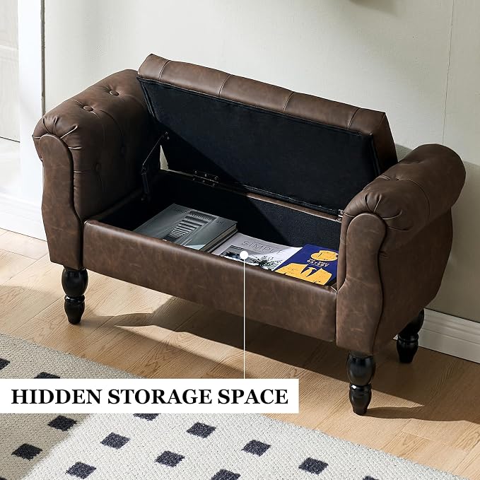 Storage Bench for End of Bed Bedroom, 39.7" Modern Ottoman Bench - Image 6