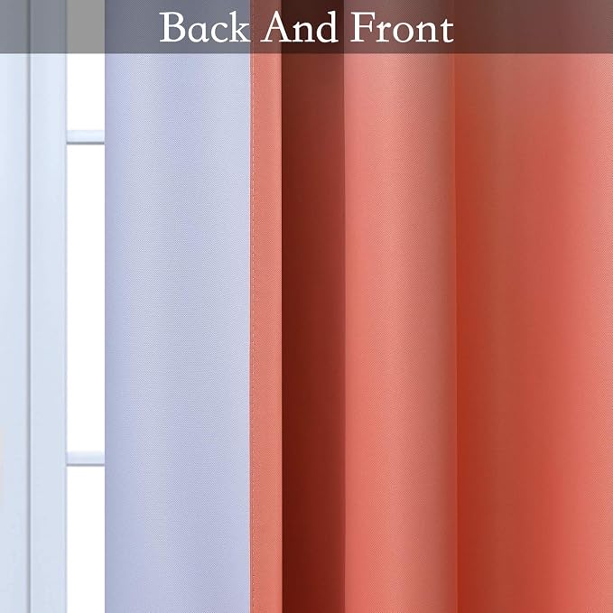 SimpleHome Ombre Gradient Coral White to Gray Curtains - Image 4