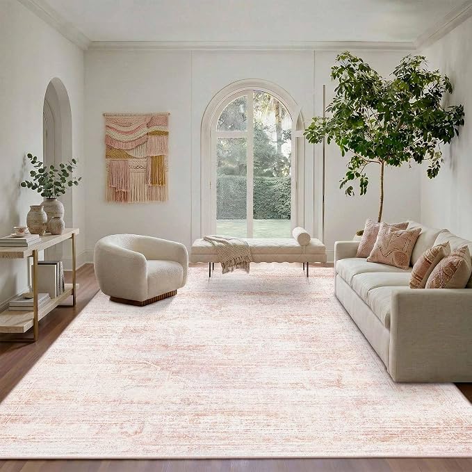 Latte&Fog 8x10 Area Rugs for Living Room Washable Large Pink Rugs Cute | Non - Image 5