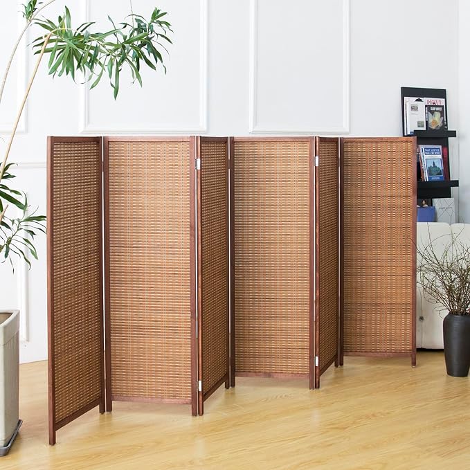 6 Panel Short Room Divider Screen, Small Bamboo Panel Divider - Image 3