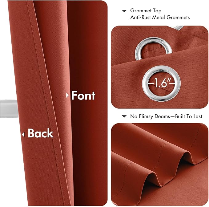 MIULEE Fall Blackout Curtains for Bedroom 2 Panel 40"x96" Long Burnt Orange | - Image 4