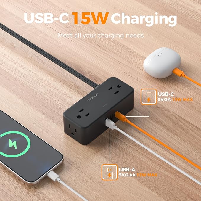 TESSAN Extension Cord 10 FT, Power Strip - Image 5