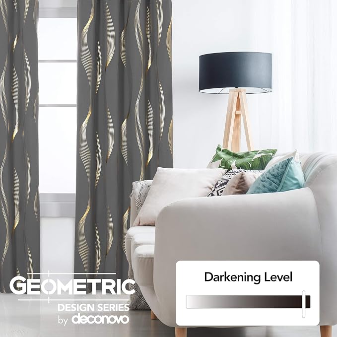 Deconovo Curtains for Living Room, Pattern Blackout Curtains 84 Inches Long | - Image 3