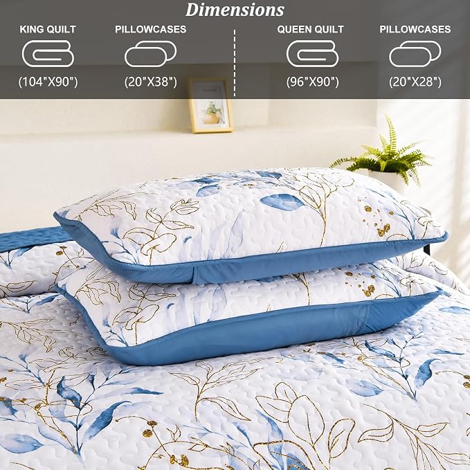 Anibedding King Quilts Set 3 Pieces Botanical Print Bedspread, Aesthetics - Image 6