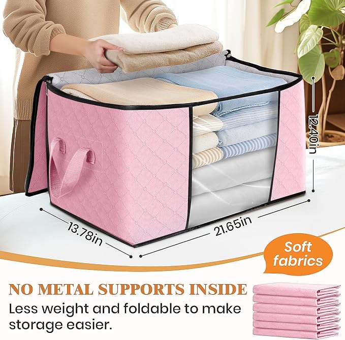4 Pack Storage Bags for Clothes Blanket Storage Bins - Image 2