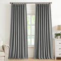 Vision Home Pinch Pleated Dark Grey Blackout Curtains 90 inch Linen Blended by VisionHome