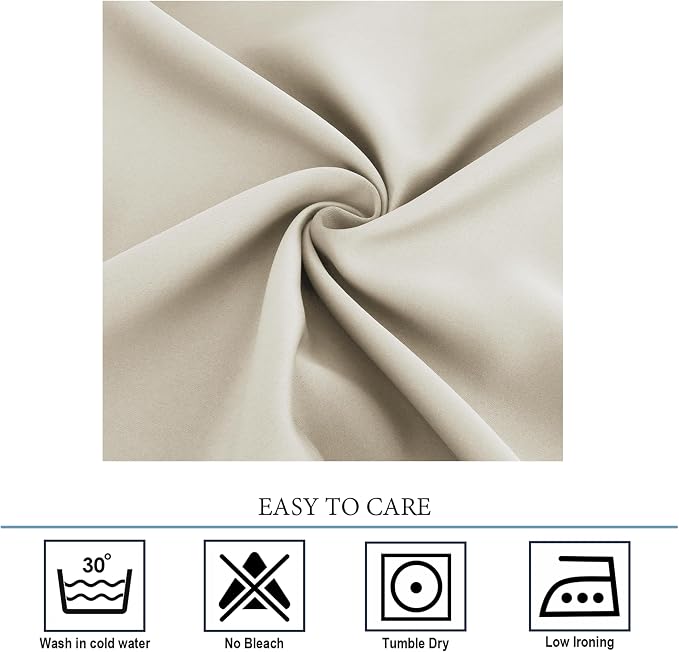 Diraysid Light Beige Grommet Blackout Curtains - Image 4