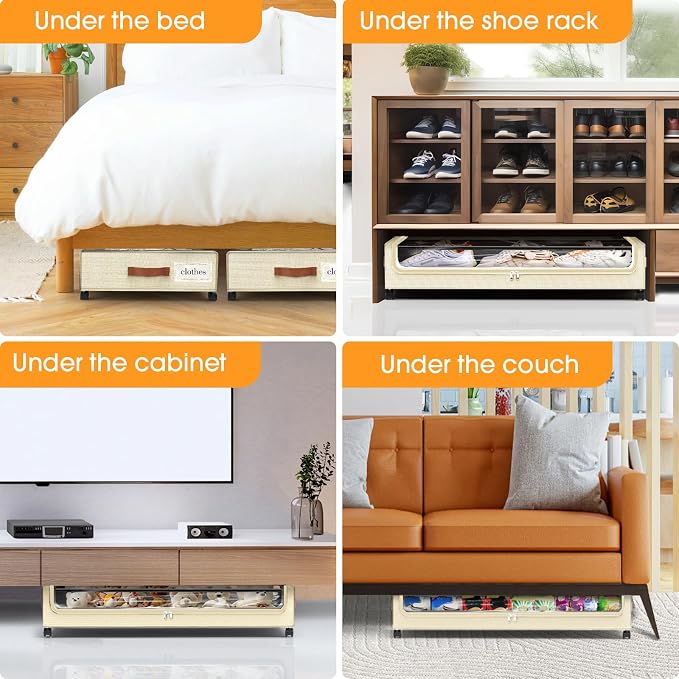 Under Bed Storage with Wheels 2Pack Storage Containers with Clear Window | - Image 7