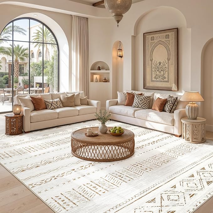 cotiled Boho 5x7 Area Rugs for Living Room: Soft Moroccan Washable Rug | Solve - Image 5