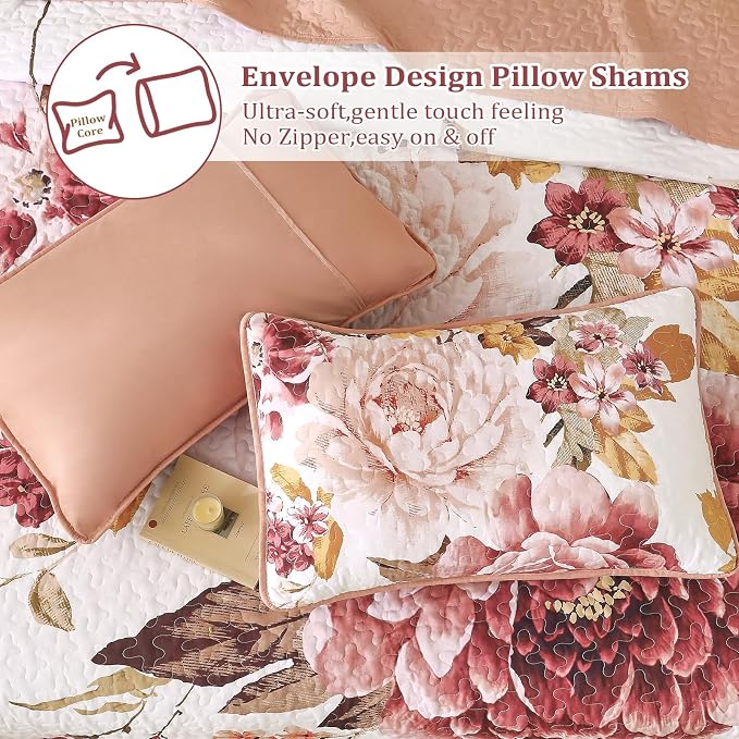 WONGS BEDDING Quilt King Size, Soft Microfiber Lightweight Farmhouse Bed Cover - Image 5