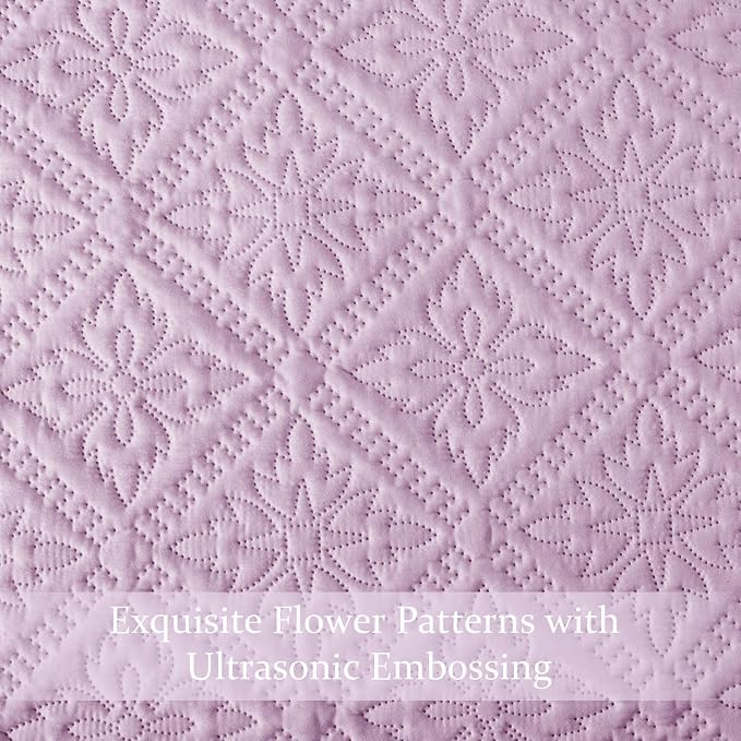 Exclusivo Mezcla California King Quilt Set, Lilac | Lightweight Soft Bedspreads - Image 5