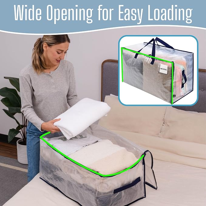 VENO 4 Pack Clear Extra Large Moving Bags & Storage Totes, Heavy Duty Organizer - Image 2