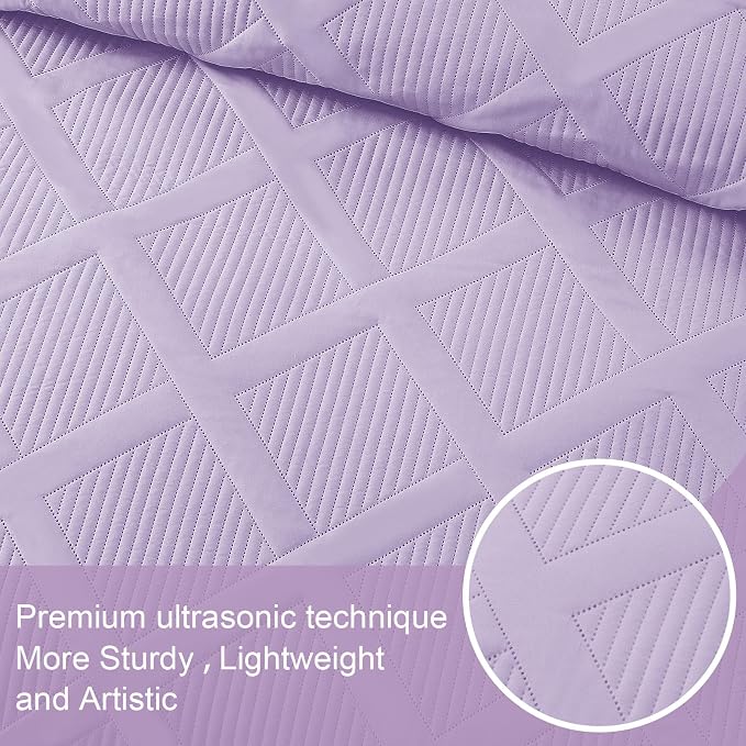 Exclusivo Mezcla California King Size Quilt, Lilac | Soft Bedspreads - Image 4