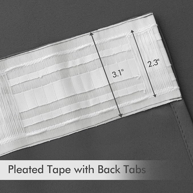 MIULEE Grey Back Tab Blackout Curtains 52x102 Inch Long 2 Panels Set | Rod - Image 4