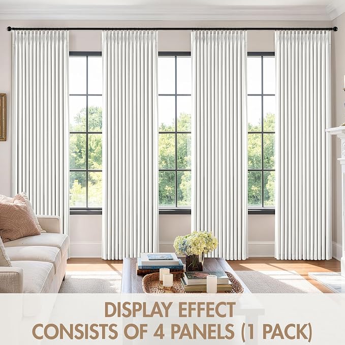 MIULEE Pinch Pleated 100% Blackout Curtains 40"x84" Long White 4 Panels Set | - Image 7