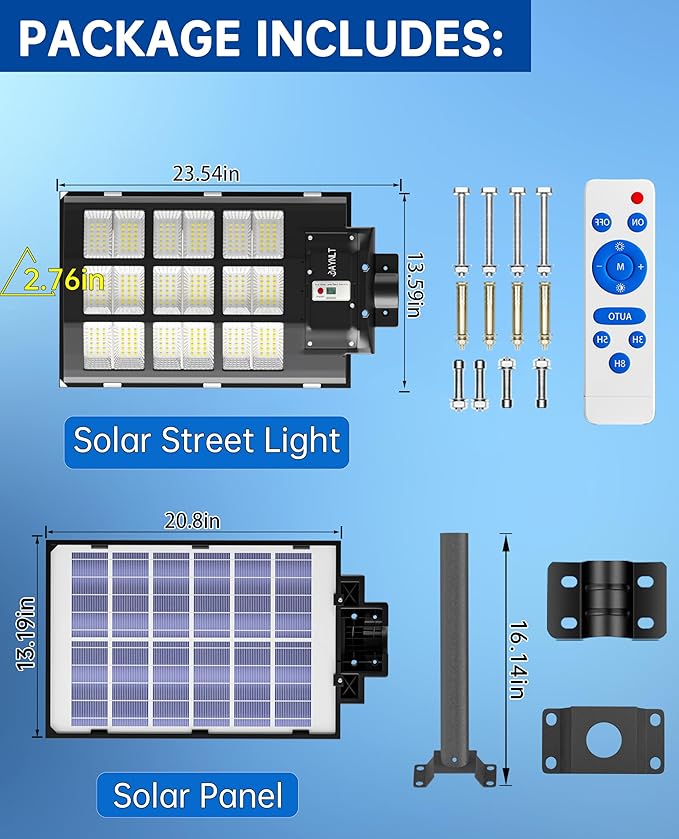 JAYNLT Y-3600W Solar Street Lights Outdoor,360000LM 6500K Parking Lot Lights Commercial, Waterproof Dusk to Dawn Solar Security Flood Lamps Motion Sensor for Driveway,Basketball Court