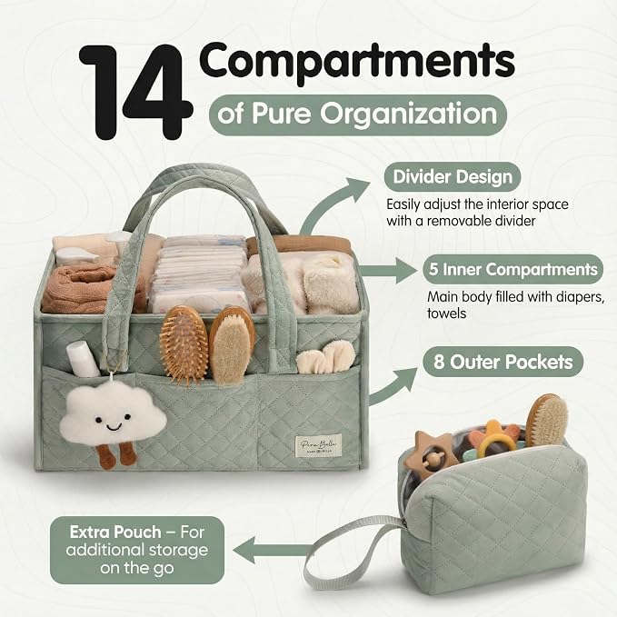 Baby Diaper Caddy Organizer, Baby Basket Shower Gift, Portable Changing Table - Image 2