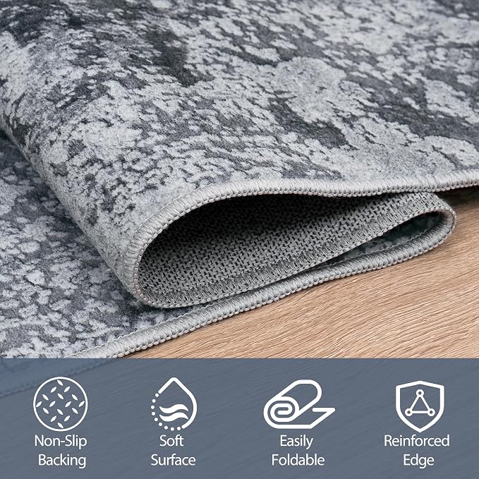 Aelenmu 5x8 Area Rugs for Living Room Washable Bedroom Dining Room Black | - Image 4