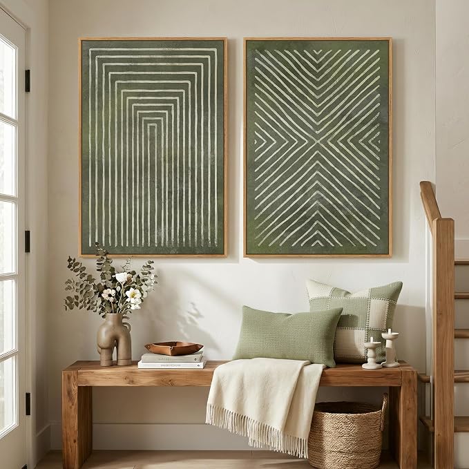 Large Framed Green Abstract Wall Art by Cuspin
