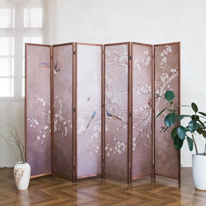 6 Panel Room Divider, 5.6 ft Tall Blackout Folding Privacy Screen - Image 2