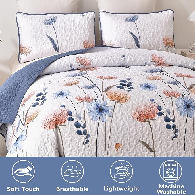 Dinjoy Quilt Set King Size, Soft Microfiber, Farmhouse Bedding - Image 8
