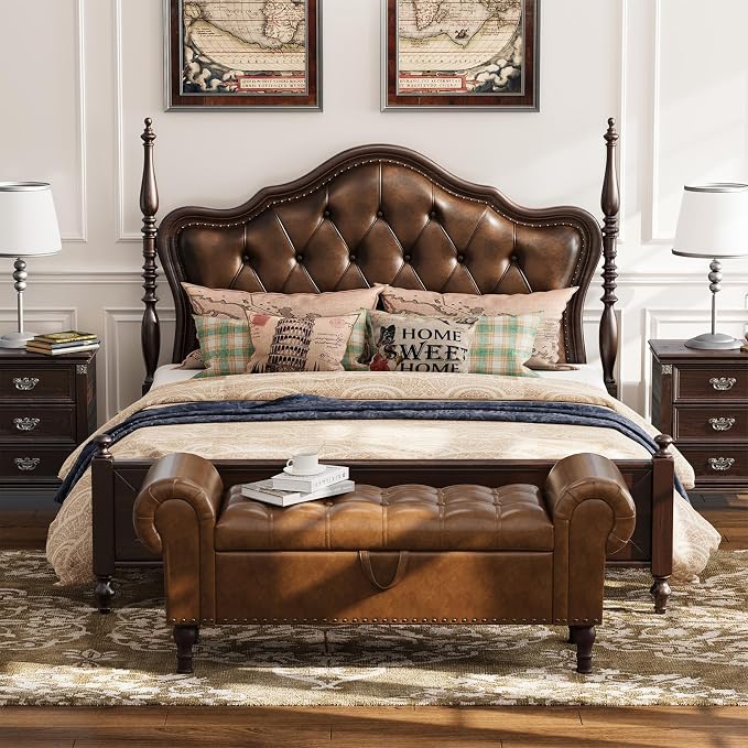 Apicizon 50" Bench with Storage, Upholstered Tufted Button Bedroom Bench with - Image 3