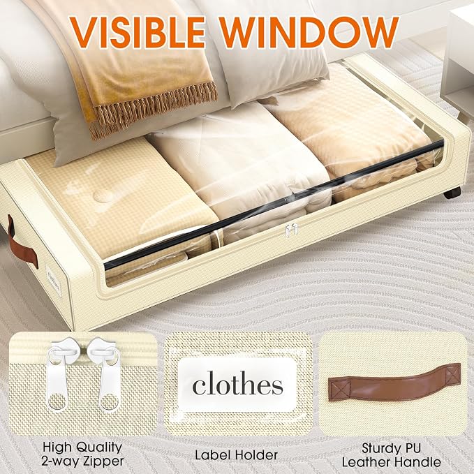 Under Bed Storage with Wheels 1Pack Storage Containers with Clear Window | - Image 3