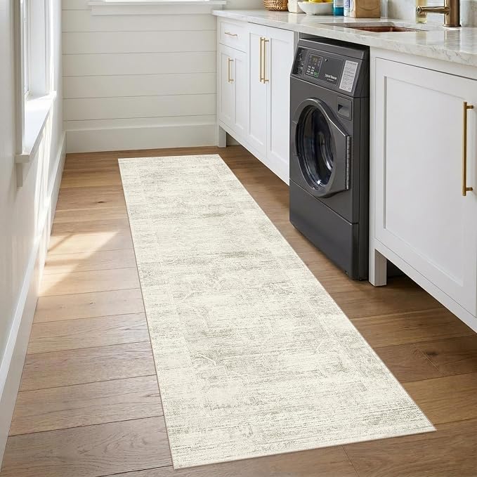 Latte&Fog 2.6x8 Washable Hallway Runner Ivory Rug - Image 5
