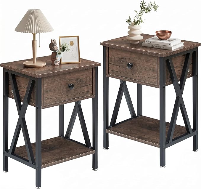 VECELO Nightstands Set of 2, Modern Bedside End Tables, Night Stands by VECELO