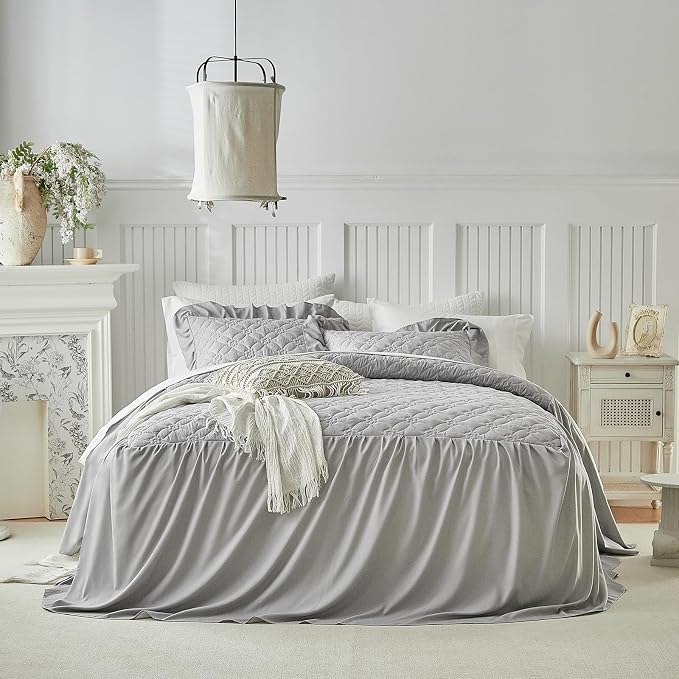 Ruffle Skirt Bedspread Set Flower Style - Image 4