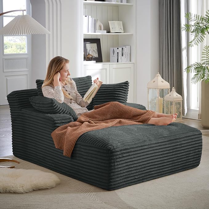 Oversized Chaise Lounge Chair Indoor, Comfy Fluffy Cloud Couch, Modern Deep by JEEOHEY