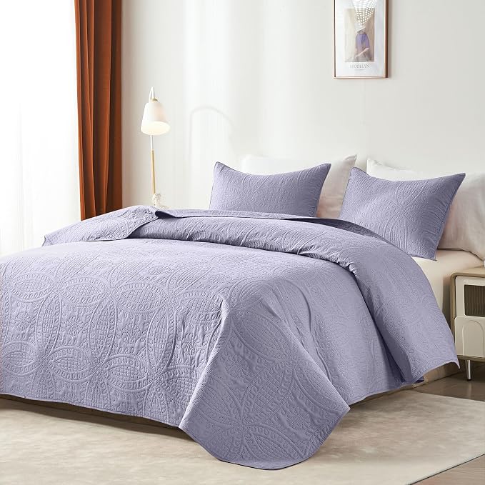 akkialla Lavender Twin Quilt Set, Ultrasonic Lightweight Bedspread Coverlet - Image 2